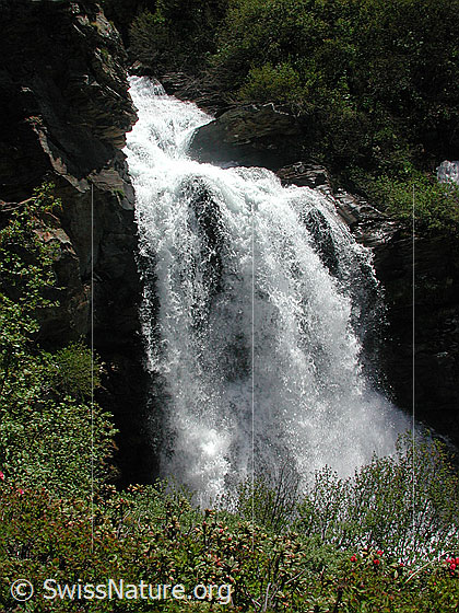 Foto: Grosser Wasserfall in der Nähe von Chiestaffel. Ansicht von der Seite.