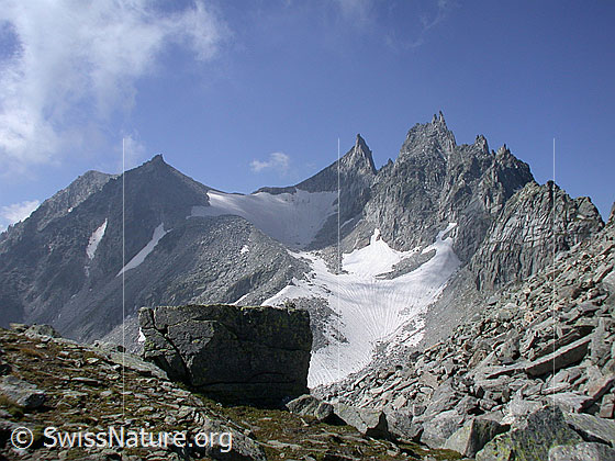 Foto: Blick vom Passo di Valdeserta Richtung Mittelbergpass und Gross Schinhorn.