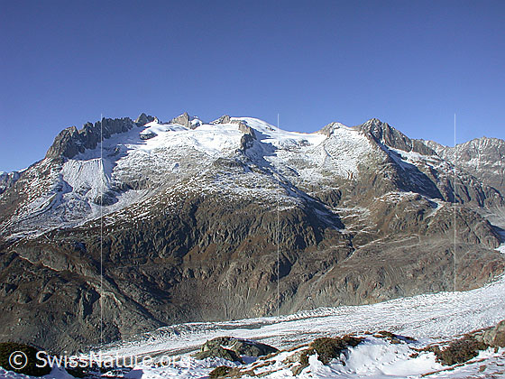 Foto: Gruppe Fusshörner - Rotstock - Geisshorn - Zenbächenhorn von SSE (Moosfluh)