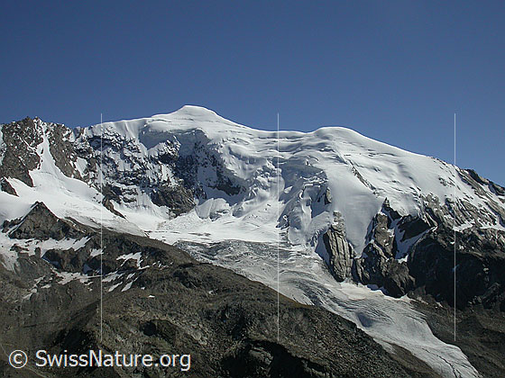 Foto: Weissmies und Triftgletscher von N (Gipfel Jegihorn)

.
