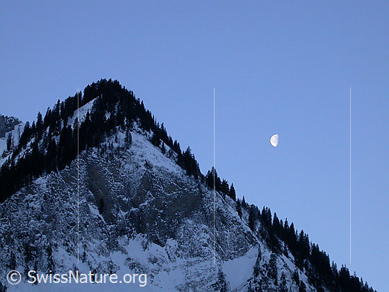 Foto: Ausläufer der Sieben Hengste mit Mond.