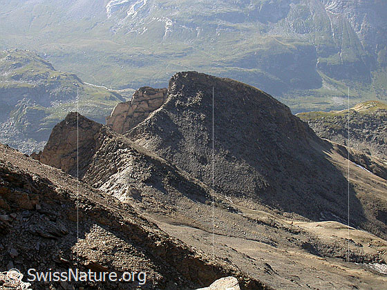 Foto: Gipfel 4. Turbechepf (Pt. 3118): Blick Richtung S zum 3. und 2. Turbechepf.