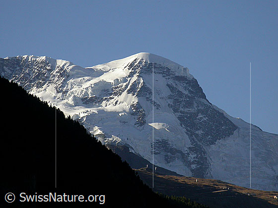 Foto: Breithorngletscher, Breithorn und Triftjigletscher von N (Nähe Randa)