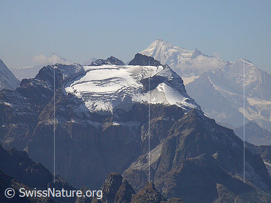 Foto: Gross Schinhorn: Blick zu Hillehorn, Weisshorn, Brunegghorn und Bishorn.