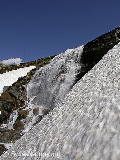 Foto: Wasserfall zwischen Balme und Blatt.