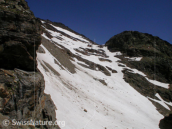 Foto: Blick von der Eggerscharte in die S-Flanke des Ofenhorn.