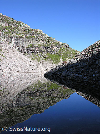 Foto: Spiegelung des Grates zum Wannihorn im Fleschsee.