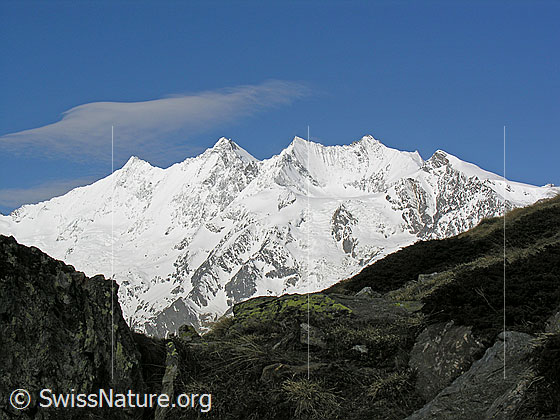 Foto: Mischabel von E.
Gipfel: Täschhorn - Dom - Lenzspitze - Nadelhorn - Stecknadelhorn - Ulrichshorn.