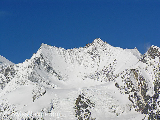 Foto: Lenzspitze, Nadelhorn, Stecknadelhorn und Ulrichshorn von E