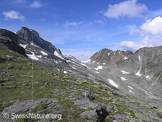 Foto: Blick vom Blattjegrat zum Hillegrat, Hillehorn, Steinejoch, Rothorn, Gibelhorn und ins Mättital.