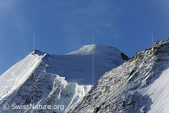 Foto: Bishorn und Turtmanngletscher mit Gletscherbalkon.