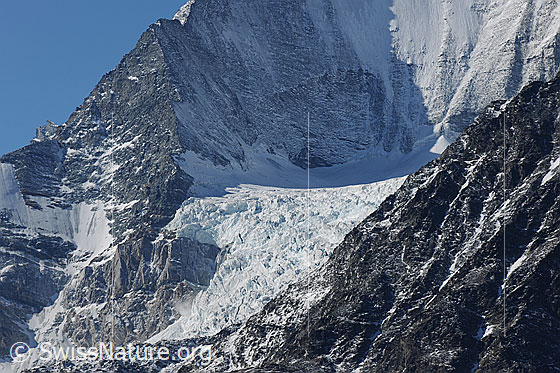 Foto: Bisgletscher unterhalb der Nordostflanke des Weisshorns.