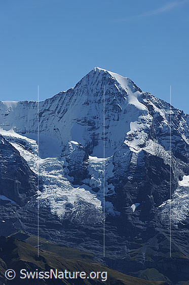 Foto: Mönch Nordwand und Nollen. 
Gletscher: Eigergletscher