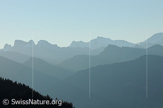 Foto: Fein abgestufte Konturen von Bergketten.