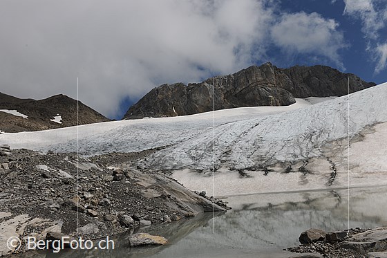 Foto: Gletschersee an der Zunge des Chilchligletschers.