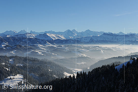 Foto: Berner Alpen vom Emmental aus.