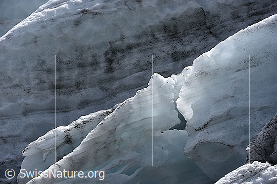 Foto: Strukturen im Gletscher (Steinlimigletscher).