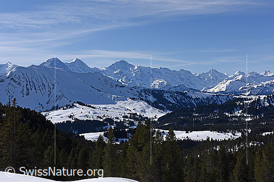 Foto: Naturlandschaft mit Eiger, Mönch und Jungfrau im Hintergrund.