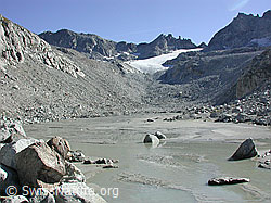 Foto: Schwemmebene, Tälligletscher und Hohsandjoch