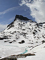 F010991: Rothorn und Bergsee mit Eisdecke und hellblauem Wasserstreifen