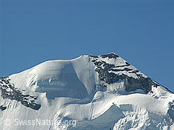 F024388: Gipfelbereich Blüemlisalphorn mit Seilschaft in Nordwand