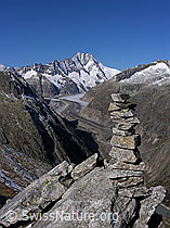 Foto: Sidelhorn: Steinmann, Unteraargletscher, Lauteraarhorn