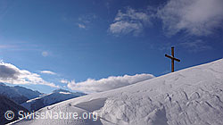 F041911: Schneewechte mit Kreuz