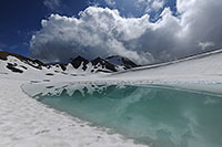 Kalenderfoto Stimmung über Bergsee mit türkisfarbenem Wasser